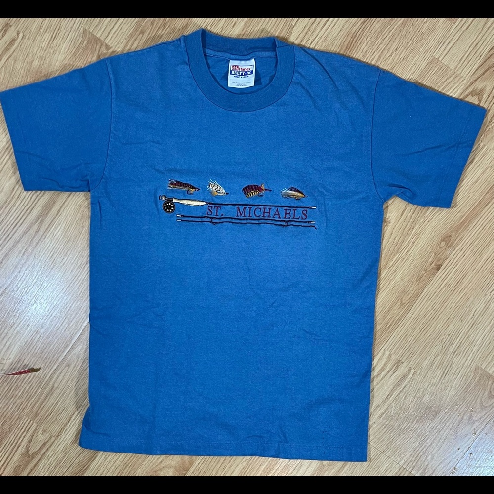 Vintage Single Stitch Embroidered St. Michaels Hanes Beefy T Adult Small